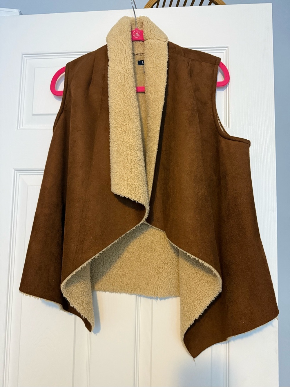 Chaps Brown Faux-Suede Shearling-Lined Vest